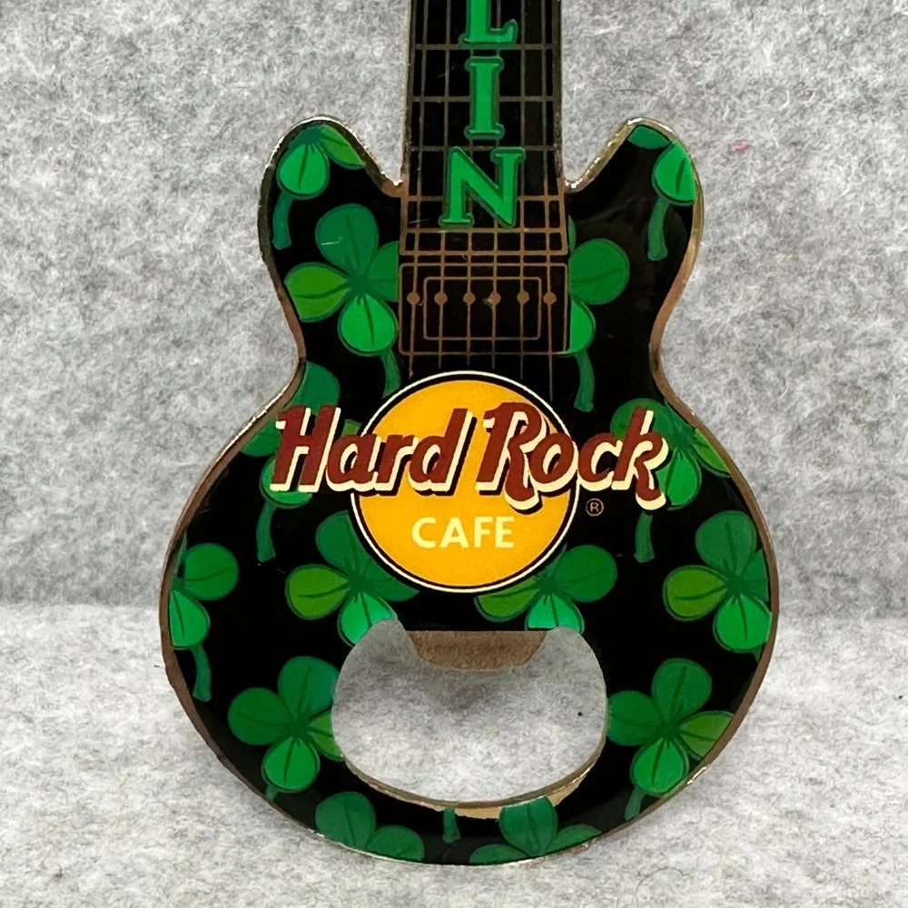 Hard Rock Cafe Dublin Guitar Bottle Opener Shamrocks St Patricks Day Collectible